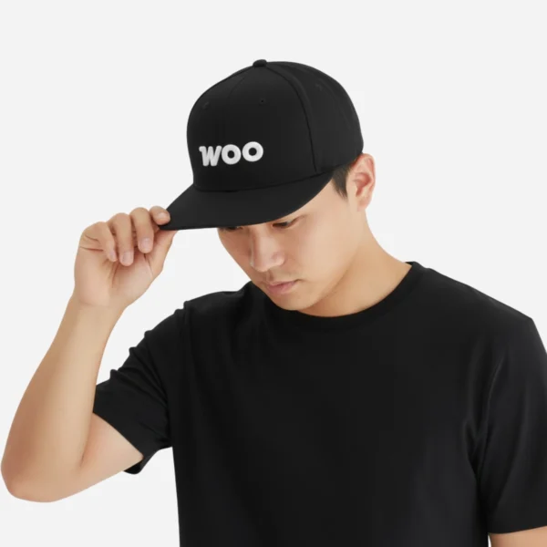 cap woo logo model left