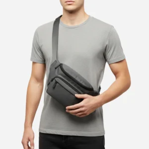 demo waist bag gray model hand