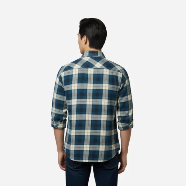 flannel blue model back