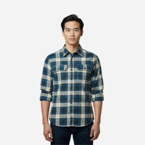flannel blue model front