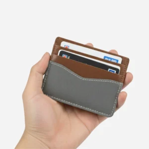 wallet canvas light gray model hand