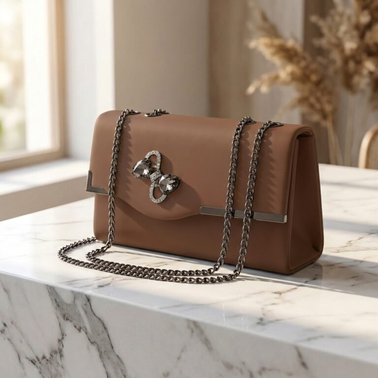 fancy handbags for ladies - brown chain strap bag
